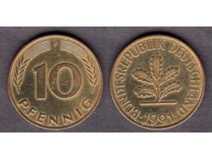 NĚMECKO. 10 pfennig 1991/F.