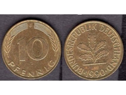 NĚMECKO. 10 pfennig 1990/J.