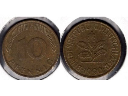 NĚMECKO. 10 pfennig 1990/G.
