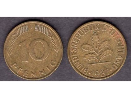 NĚMECKO. 10 pfennig 1987/F.