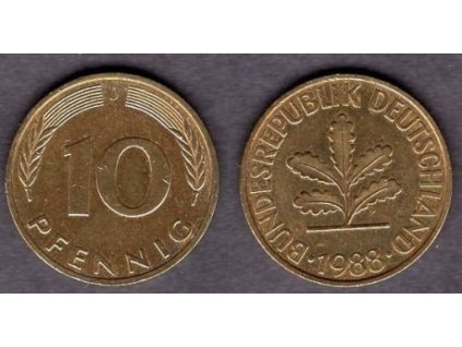 NĚMECKO. 10 pfennig 1988/J.