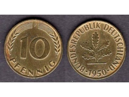 NĚMECKO. 10 pfennig 1950/F.