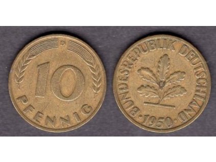 NĚMECKO. 10 pfennig 1950/D.