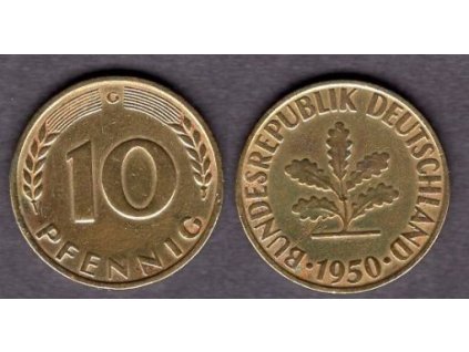 NĚMECKO. 10 pfennig 1950/G.
