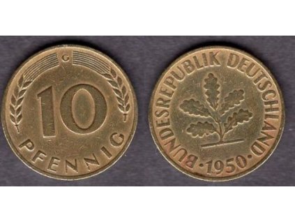 NĚMECKO. 10 pfennig 1950/G.