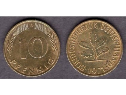NĚMECKO. 10 pfennig 1971/D.