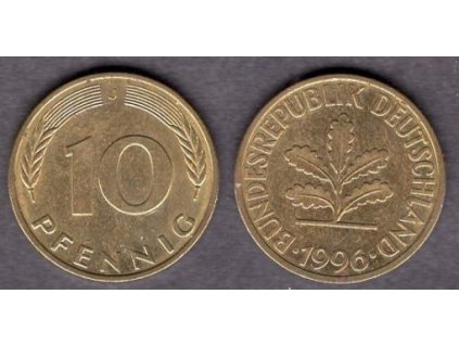 NĚMECKO. 10 pfennig 1996/J.
