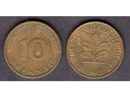 NĚMECKO. 10 pfennig 1992/J.