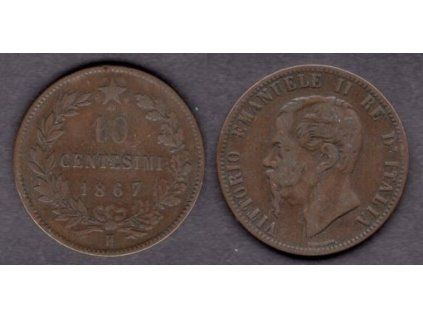 ITÁLIE. 10 centesimi 1867/H.