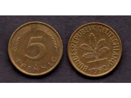 NĚMECKO. 5 Pfennig 1992/A.