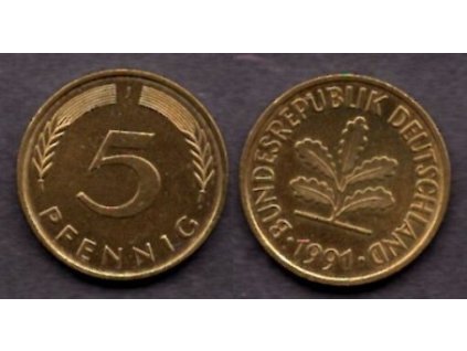 NĚMECKO. 5 Pfennig 1991/J.