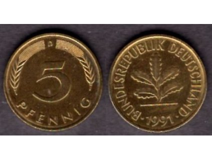 NĚMECKO. 5 Pfennig 1991/D.