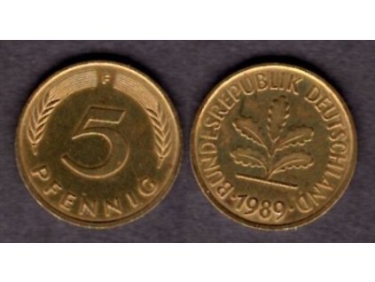 NĚMECKO. 5 Pfennig 1989/F.