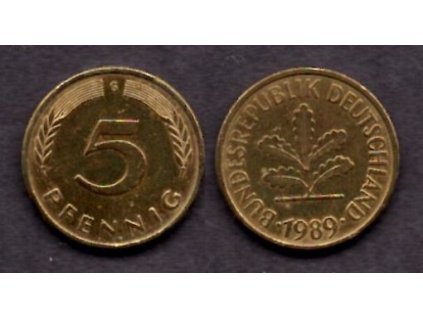 NĚMECKO. 5 Pfennig 1989/G.