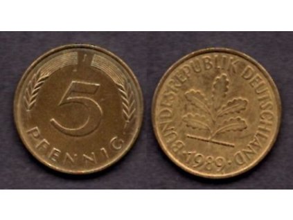 NĚMECKO. 5 Pfennig 1989/J.