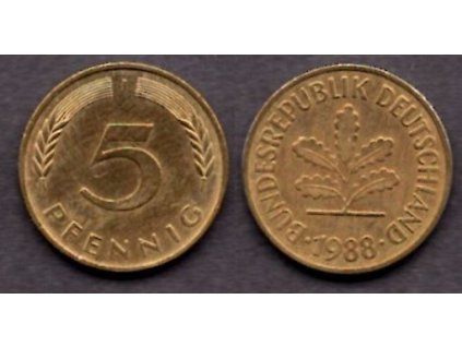 NĚMECKO. 5 Pfennig 1988/J.