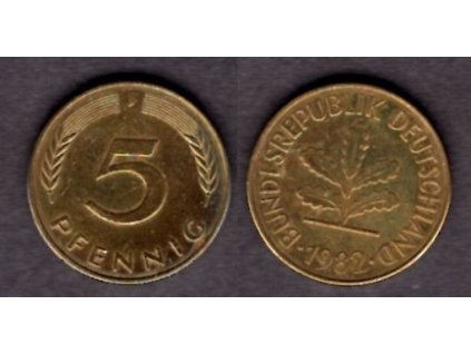 NĚMECKO. 5 Pfennig 1982/J.
