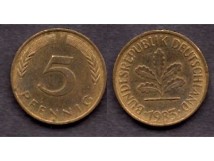 NĚMECKO. 5 Pfennig 1983/J.