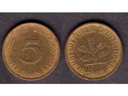 NĚMECKO. 5 Pfennig 1985/J.