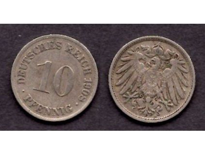 NĚMECKO. 10 Pfennig 1908/D.