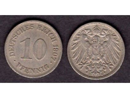 NĚMECKO. 10 Pfennig 1907/E.