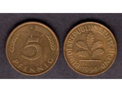 NĚMECKO. 5 Pfennig 1994/A.