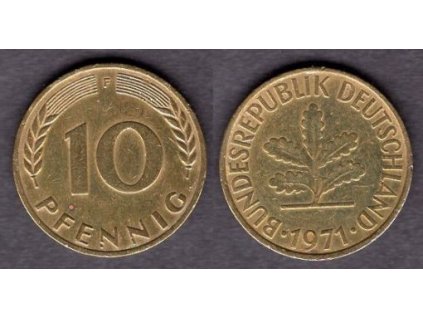 NĚMECKO. 10 pfennig 1971/F.