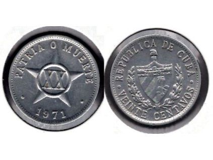 KUBA. 20 centavos 1971. KM-35