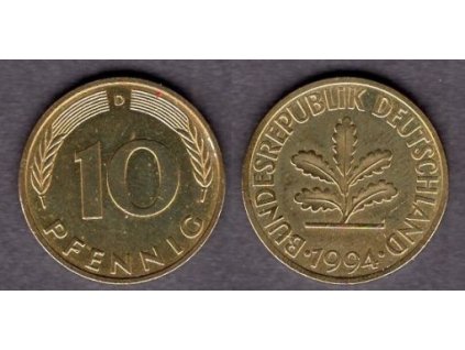 NĚMECKO. 10 pfennig 1994/D.