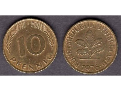 NĚMECKO. 10 pfennig 1976/F.
