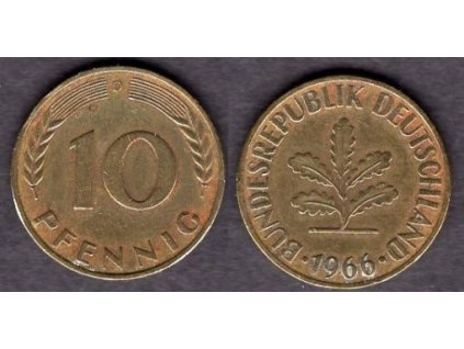 NĚMECKO. 10 pfennig 1966/D.