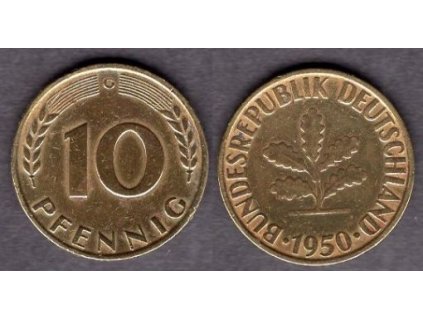 NĚMECKO. 10 pfennig 1950/G.