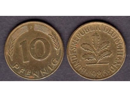 NĚMECKO. 10 pfennig 1986/F.