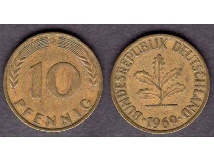 NĚMECKO. 10 pfennig 1969/D.