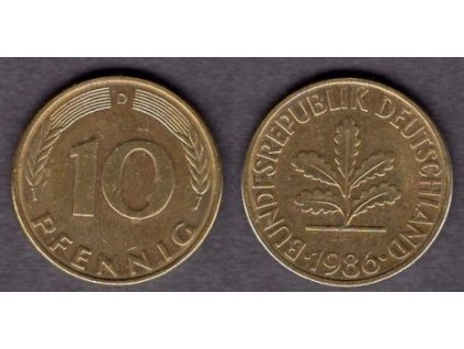 NĚMECKO. 10 pfennig 1986/D.