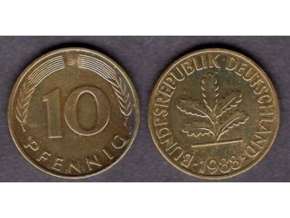 NĚMECKO. 10 pfennig 1988/D.