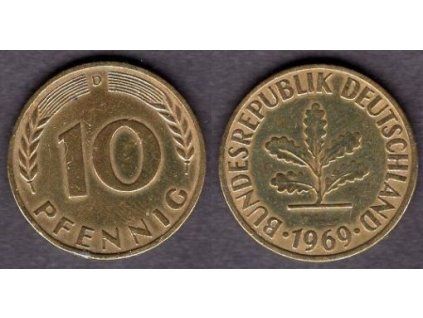 NĚMECKO. 10 pfennig 1969/D.
