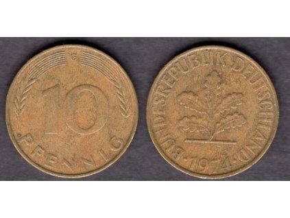 NĚMECKO. 10 pfennig 1974/G.