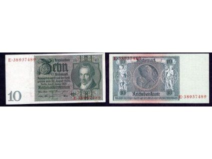 NĚMECKO. 10 Reichsmark. Ro. 173b. 22. 1.1929. Podtisk E. Série E.