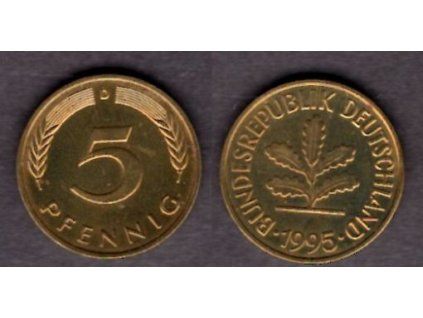 NĚMECKO. 5 Pfennig 1995/D.