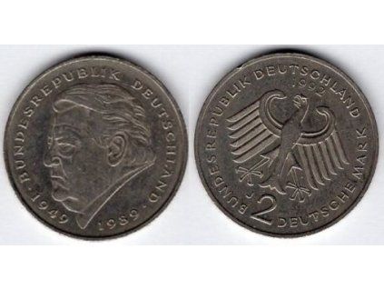 NĚMECKO. 2 Mark 1992/J. Franz Joseph Strauss. KM-175.