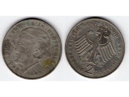 NĚMECKO. 2 Mark 1990/G. Franz Joseph Strauss. KM-175.