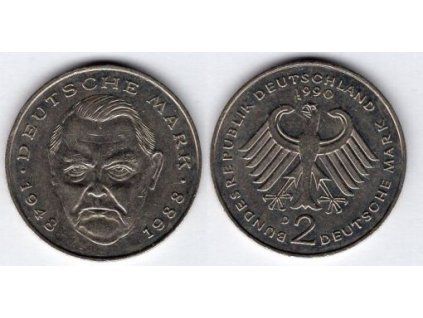 NĚMECKO. 2 Mark 1990/D. Ludwig Erhard. KM-170.
