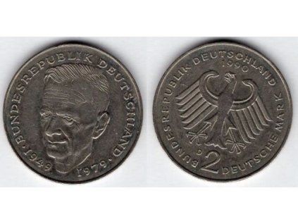 NĚMECKO. 2 Mark 1990/D. Dr. Kurt Schumacher . KM-149.