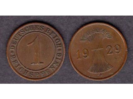 NĚMECKO. 1 Reichspfennig 1929/A.