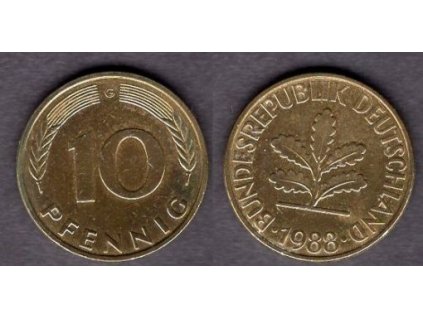 NĚMECKO. 10 pfennig 1988/G.
