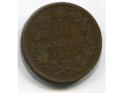 ITÁLIE. 10 centesimi 1866/N (Napoli).
