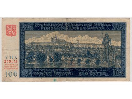 Protektorát Čechy a Morava. 100 korun 1940. Série A 18. Nov. 38a.