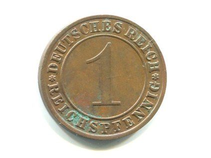 NĚMECKO. 1 Reichspfennig 1933/F.