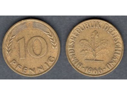 NĚMECKO. 10 pfennig 1966/F.